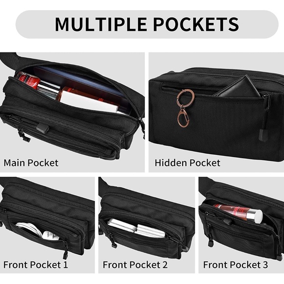 *NWT* Belt Bag Fanny Pack Crossbody Bag for Plus and Regular Size Unisex Black - Picture 4 of 10